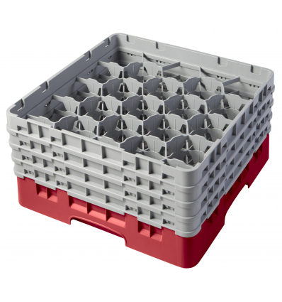 CAMBRO 20S800-163 - Cesta de lavado 20 comp. 4 alturas - 9,84 cm Ø máx. - alt. máx. 21,7 cm - 50 x 50 x 26,7 cm - Rojo