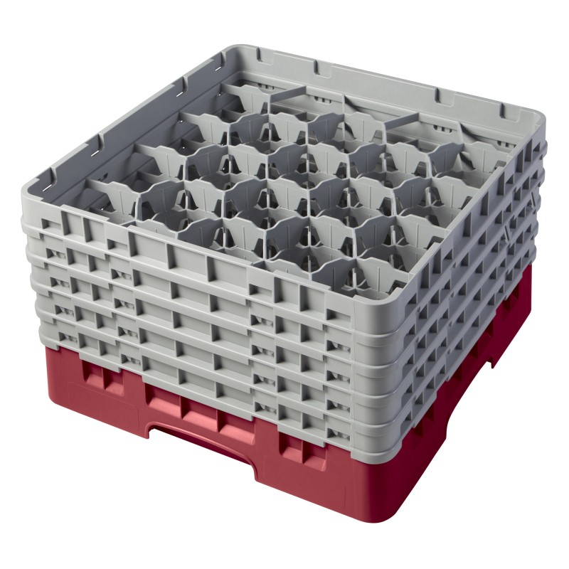 CAMBRO 20S958-416 - Panier de lavage 20 comp. 5 hauteurs - 9,84 cm Ø max. - alt. max. 25,8 cm - 50 x 50 x 30,8 cm - Canneberge