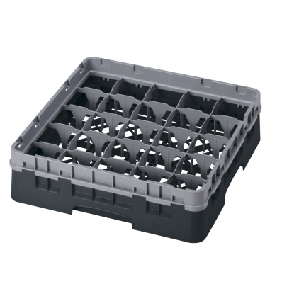 CAMBRO 25S318-110 - Cesta de lavado 25 comp. 1 altura - 8,7 cm Ø máx. - alt. máx. 9,4 cm - 50 x 50 x 14,3 cm - Negro