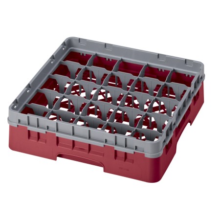 CAMBRO 25S318-416 - Panier de lavage 25 comp. 1 hauteur - 8,7 cm Ø max. - alt. max. 9,4 cm - 50 x 50 x 14,3 cm - Canneberge