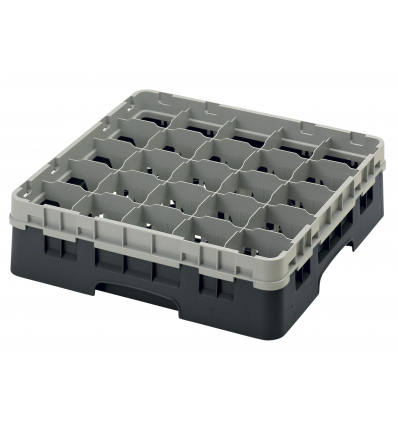 CAMBRO 25S418-110 - Cesta de lavado 25 comp. 1 altura - 8,7 cm Ø máx. - alt. máx. 11,8cm - 50 x 50 x 14,3 cm - Negro