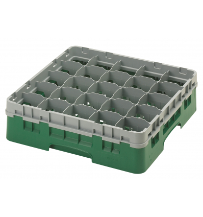 CAMBRO 25S418-119 - Cesta de lavado 25 comp. 1 altura - 8,7 cm Ø máx. - alt. máx. 11,8cm - 50 x 50 x 14,3 cm - Verde sherwood