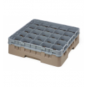 CAMBRO 25S418-184 - Cesta de lavado 25 comp. 1 altura - 8,7 cm Ø máx. - alt. máx. 11,8cm - 50 x 50 x 14,3 cm - Beige