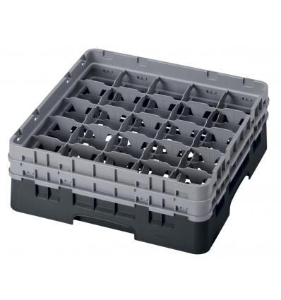 CAMBRO 25S434-110 - Cesta de lavado 25 comp. 2 alturas - 8,7 cm Ø máx. - alt. máx. 13,5 cm - 50 x 50 x 18,4 cm - Negro