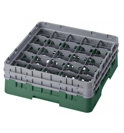 CAMBRO 25S434-119 - Cesta de lavado 25 comp. 2 alturas - 8,7 cm Ø máx. - alt. máx. 13,5 cm - 50 x 50 x 18,4 cm - Verde sherwood