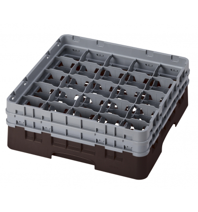 CAMBRO 25S434-167 - Cesta de lavado 25 comp. 2 alturas - 8,7 cm Ø máx. - alt. máx. 13,5 cm - 50 x 50 x 18,4 cm - Castaño