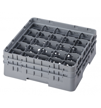 CAMBRO 25S434-151 - Cesta de lavado 25 comp. 2 alturas - 8,7 cm Ø máx. - alt. máx. 13,5 cm - 50 x 50 x 18,4 cm - Gris claro