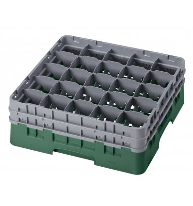 CAMBRO 25S534-119 - Cesta de lavado 25 comp. 2 alturas - 8,7 cm Ø máx. - alt. máx. 14,9 cm - 50 x 50 x 18,4 cm - Verde sherwood