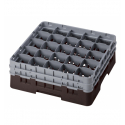 CAMBRO 25S534-167 - Cesta de lavado 25 comp. 2 alturas - 8,7 cm Ø máx. - alt. máx. 14,9 cm - 50 x 50 x 18,4 cm - Castaño