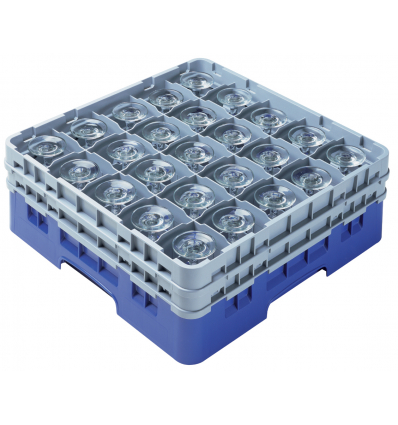 CAMBRO 25S534-168 - Cesta de lavado 25 comp. 2 alturas - 8,7 cm Ø máx. - alt. máx. 14,9 cm - 50 x 50 x 18,4 cm - Azul