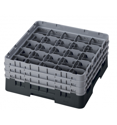 CAMBRO 25S638-110 - Cesta de lavado 25 comp. 3 alturas - 8,7 cm Ø máx. - alt. máx. 17,6 cm - 50 x 50 x 22,5 cm - Negro