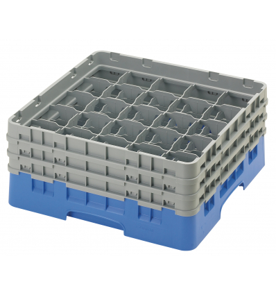 CAMBRO 25S638-168 - Cesta de lavado 25 comp. 3 alturas - 8,7 cm Ø máx. - alt. máx. 17,6 cm - 50 x 50 x 22,5 cm - Azul