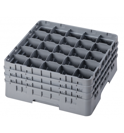 CAMBRO 25S738-151 - Cesta de lavado 25 comp. 3 alturas - 8,7 cm Ø máx. - alt. máx. 20 cm - 50 x 50 x 22,5 cm - Gris claro