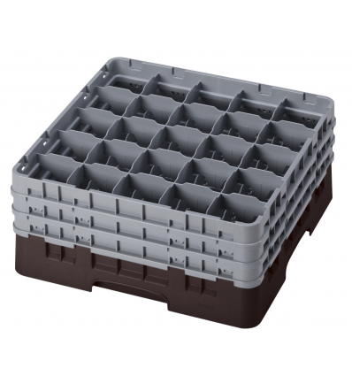 CAMBRO 25S738-167 - Cesta de lavado 25 comp. 3 alturas - 8,7 cm Ø máx. - alt. máx. 20 cm - 50 x 50 x 22,5 cm - Castaño