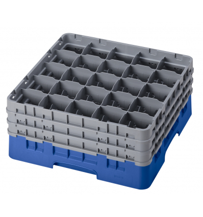 CAMBRO 25S738-168 - Cesta de lavado 25 comp. 3 alturas - 8,7 cm Ø máx. - alt. máx. 20 cm - 50 x 50 x 22,5 cm - Azul