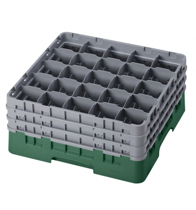 CAMBRO 25S738-119 - Cesta de lavado 25 comp. 3 alturas - 8,7 cm Ø máx. - alt. máx. 20 cm - 50 x 50 x 22,5 cm - Verde sherwood