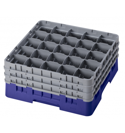 CAMBRO 25S738-186 - Cesta de lavado 25 comp. 3 alturas - 8,7 cm Ø máx. - alt. máx. 20 cm - 50 x 50 x 22,5 cm - Azul marino