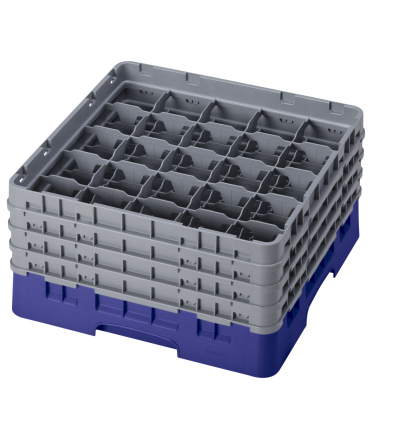 CAMBRO 25S800-186 - Cesta de lavado 25 comp. 4 alturas - 8,7 cm Ø máx. - alt. máx. 21,7 cm - 50 x 50 x 26,7 cm - Azul marino