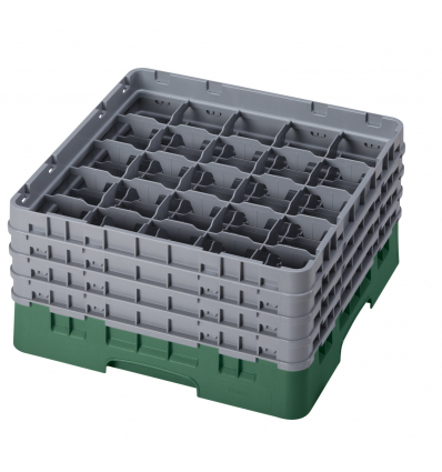 CAMBRO 25S800-119 - Cesta de lavado 25 comp. 4 alturas - 8,7 cm Ø máx. - alt. máx. 21,7 cm - 50 x 50 x 26,7 cm - Verde sherwood