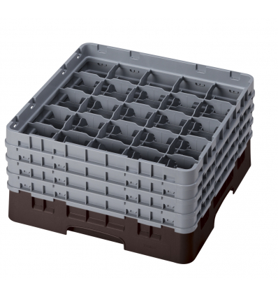 CAMBRO 25S800-167 - Cesta de lavado 25 comp. 4 alturas - 8,7 cm Ø máx. - alt. máx. 21,7 cm - 50 x 50 x 26,7 cm - Castaño