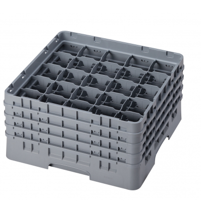 CAMBRO 25S800-151 - Cesta de lavado 25 comp. 4 alturas - 8,7 cm Ø máx. - alt. máx. 21,7 cm - 50 x 50 x 26,7 cm - Gris claro