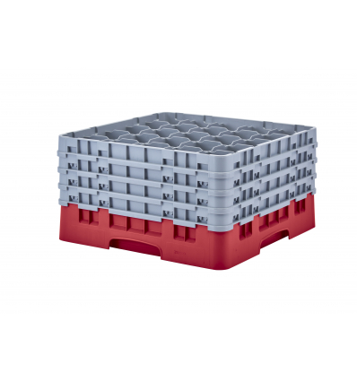 CAMBRO 25S900-163 - Cesta de lavado 25 comp. 4 alturas- 8,7 cm Ø máx. - alt. máx. 24,1 cm - 50 x 50 x 26,7 cm - Rojo