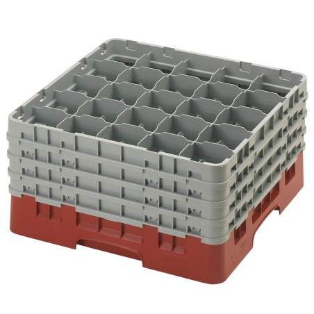 CAMBRO 25S900-416 - Panier de lavage 25 comp. 4 hauteurs- 8,7 cm Ø max. - alt. max. 24,1 cm - 50 x 50 x 26,7 cm - Canneberge