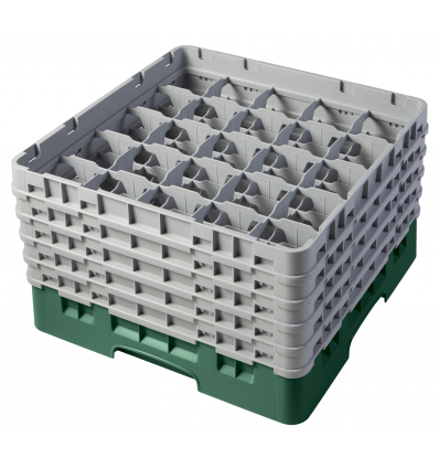 CAMBRO 25S958-119 - Cesta de lavado 25 comp. 5 alturas - 8,7 cm Ø máx. - alt. máx. 25,8 cm - 50 x 50 x 30,8 cm - Verde sherwood