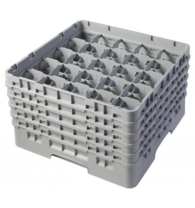 CAMBRO 25S958-151 - Cesta de lavado 25 comp. 5 alturas - 8,7 cm Ø máx. - alt. máx. 25,8 cm - 50 x 50 x 30,8 cm - Gris claro