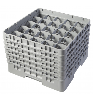 CAMBRO 25S1114-151 - Cesta de lavado 25 comp. 6 alturas - 8,7 cm Ø máx. - alt. máx. 29,9 cm - 50 x 50 x 34,9 cm - Gris claro