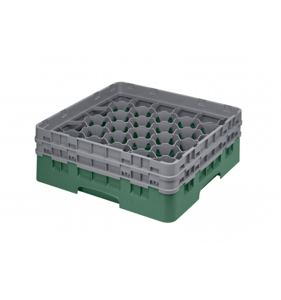 CAMBRO 30S434-119 - Cesta de lavado 30 comp. 2 alturas - 7,84 cm Ø máx. - alt. máx. 13,5 cm - 50 x 50 x 18,4 cm - Verde sherwood