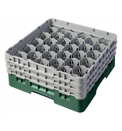 CAMBRO 30S638-119 - Cesta de lavado 30 comp. 3 alturas - 7,84 cm Ø máx. - alt. máx. 17,6 cm - 50 x 50 x 22,5 cm - Verde sherwood