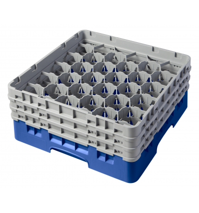 CAMBRO 30S638-168 - Cesta de lavado 30 comp. 3 alturas - 7,84 cm Ø máx. - alt. máx. 17,6 cm - 50 x 50 x 22,5 cm - Azul