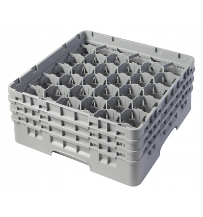 CAMBRO 30S638-151 - Cesta de lavado 30 comp. 3 alturas - 7,84 cm Ø máx. - alt. máx. 17,6 cm - 50 x 50 x 22,5 cm - Gris claro