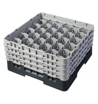 CAMBRO 30S800-110 - Cesta de lavado 30 comp. 4 alturas - 7,84 cm Ø máx. - alt. máx. 21,7 cm - 50 x 50 x 26,7 cm - Negro