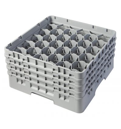 CAMBRO 30S800-151 - Cesta de lavado 30 comp. 4 alturas - 7,84 cm Ø máx. - alt. máx. 21,7 cm - 50 x 50 x 26,7 cm - Gris claro