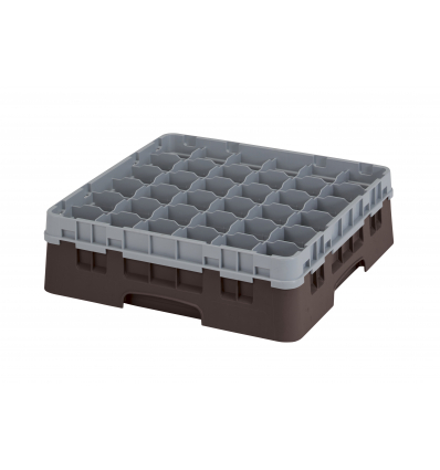 CAMBRO 36S418-167 - Cesta de lavado 36 comp. 1 altura - 7,2 cm Ø máx. - alt. máx. 11,8 cm - 50 x 50 x 14,3 cm - Castaño