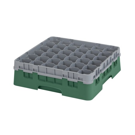 CAMBRO 36S418-119 - Panier de lavage 36 comp. 1 hauteur - 7,2 cm Ø max. - alt. max. 11,8 cm - 50 x 50 x 14,3 cm - Vert sherwood
