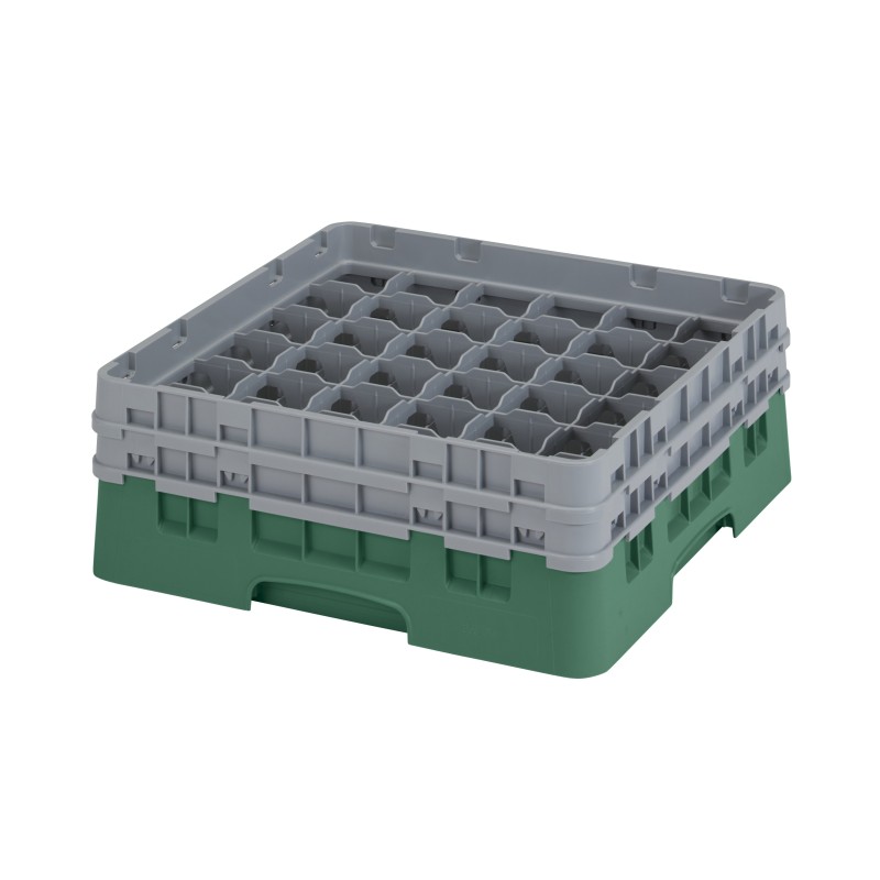 CAMBRO 36S434-119 - Panier de lavage 36 comp. 2 hauteurs - 7,2 cm Ø max. - alt. max. 13,5 cm - 50 x 50 x 18,4 cm - Vert sherwood