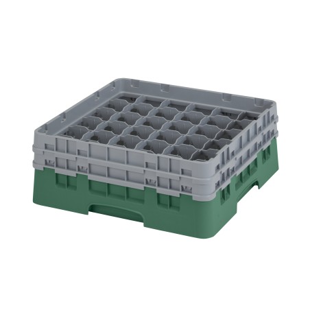 CAMBRO 36S434-119 - Panier de lavage 36 comp. 2 hauteurs - 7,2 cm Ø max. - alt. max. 13,5 cm - 50 x 50 x 18,4 cm - Vert sherwood