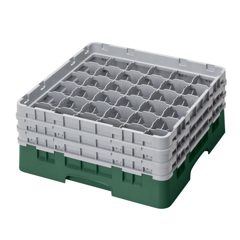 CAMBRO 36S638-119 - Washing basket 36 comp. 3 heights - 7,2 cm Ø max. - height. max. 17.6 cm - 50 x 50 x 22.5 cm - Sherwood Gree