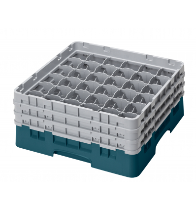 CAMBRO 36S638-414 - Cesta de lavado 36 comp. 3 alturas - 7,2 cm Ø máx. - alt. máx. 17,6 cm - 50 x 50 x 22,5 cm - Cerceta