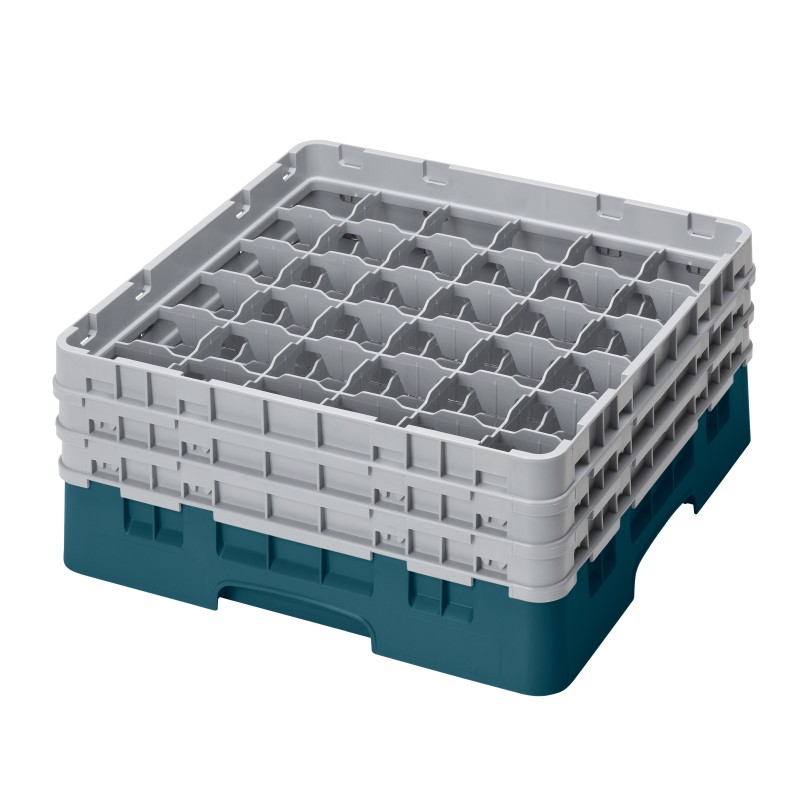 CAMBRO 36S638-414 - Panier de lavage 36 comp. 3 hauteurs - 7,2 cm Ø max. - alt. max. 17,6 cm - 50 x 50 x 22,5 cm - Cerceta