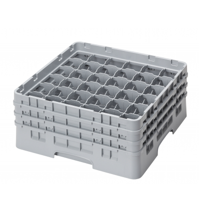 CAMBRO 36S638-151 - Cesta de lavado 36 comp. 3 alturas - 7,2 cm Ø máx. - alt. máx. 17,6 cm - 50 x 50 x 22,5 cm - Gris claro