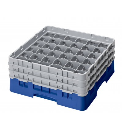 CAMBRO 36S638-168 - Cesta de lavado 36 comp. 3 alturas - 7,2 cm Ø máx. - alt. máx. 17,6 cm - 50 x 50 x 22,5 cm - Azul