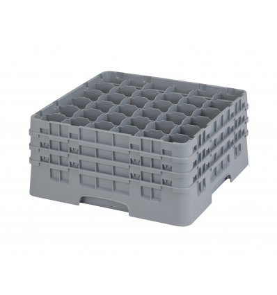 CAMBRO 36S738-151 - Cesta de lavado 36 comp. 3 alturas - 7,2 cm Ø máx. - alt. máx. 20 cm - 50 x 50 x 22,5 cm - Gris claro