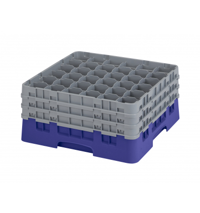 CAMBRO 36S738-186 - Cesta de lavado 36 comp. 3 alturas - 7,2 cm Ø máx. - alt. máx. 20 cm - 50 x 50 x 22,5 cm - Azul marino