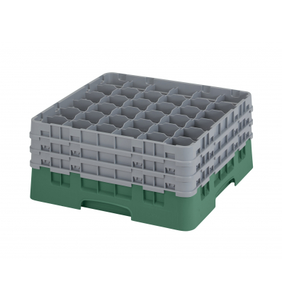 CAMBRO 36S738-119 - Cesta de lavado 36 comp. 3 alturas - 7,2 cm Ø máx. - alt. máx. 20 cm - 50 x 50 x 22,5 cm - Verde sherwood