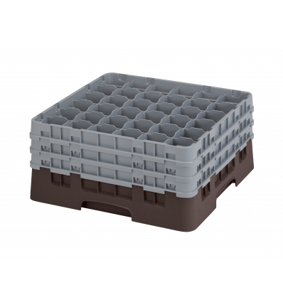 CAMBRO 36S738-167 - Cesta de lavado 36 comp. 3 alturas - 7,2 cm Ø máx. - alt. máx. 20 cm - 50 x 50 x 22,5 cm - Castaño