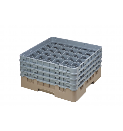 CAMBRO 36S800-184 - Cesta de lavado 36 comp. 4 alturas - 7,2 cm Ø máx. - alt. máx. 21,7 cm - 50 x 50 x 26,7 cm - Beige